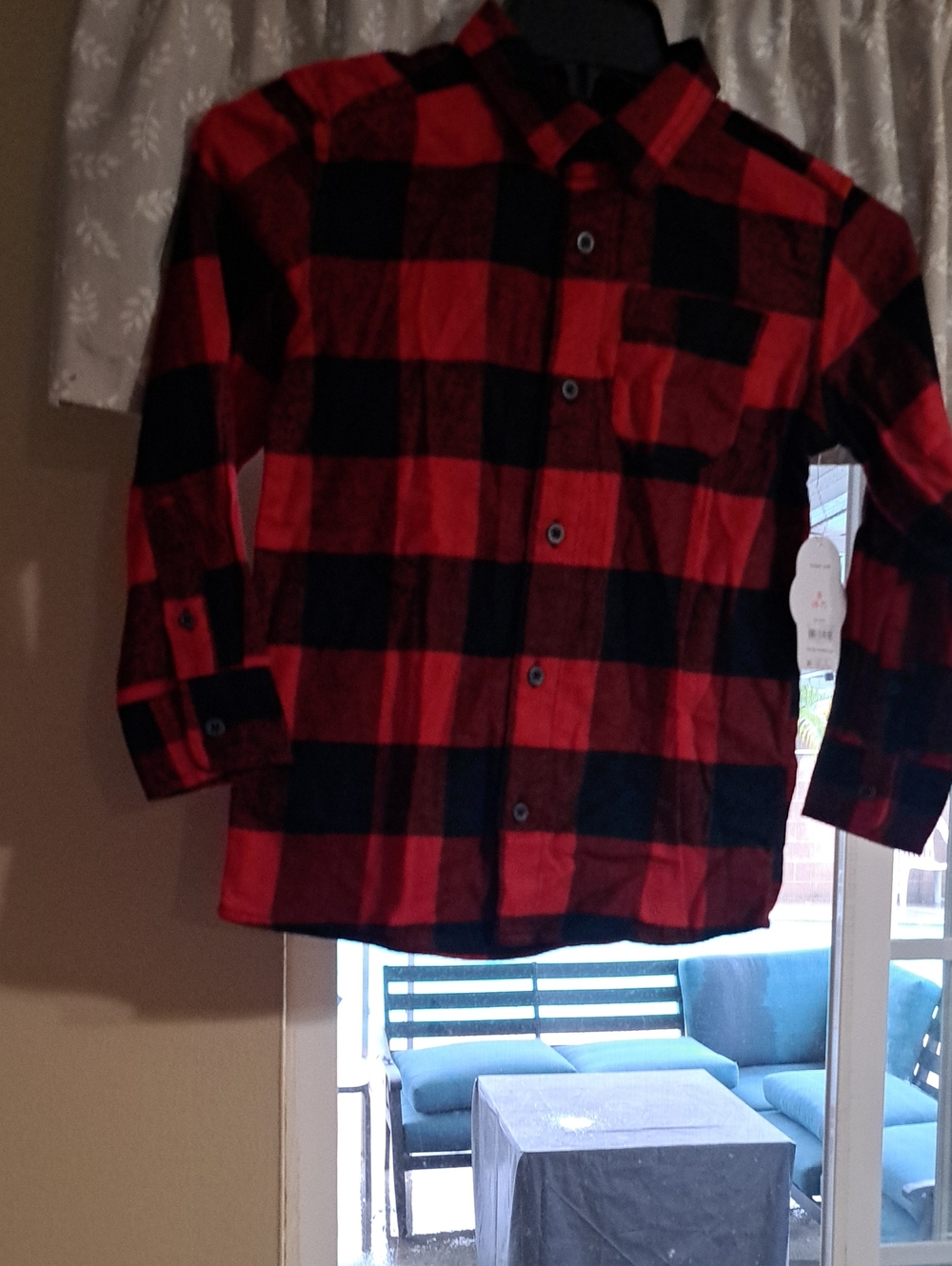 wonder nation Red and Black Plaid Button-Down Shirt for Kids